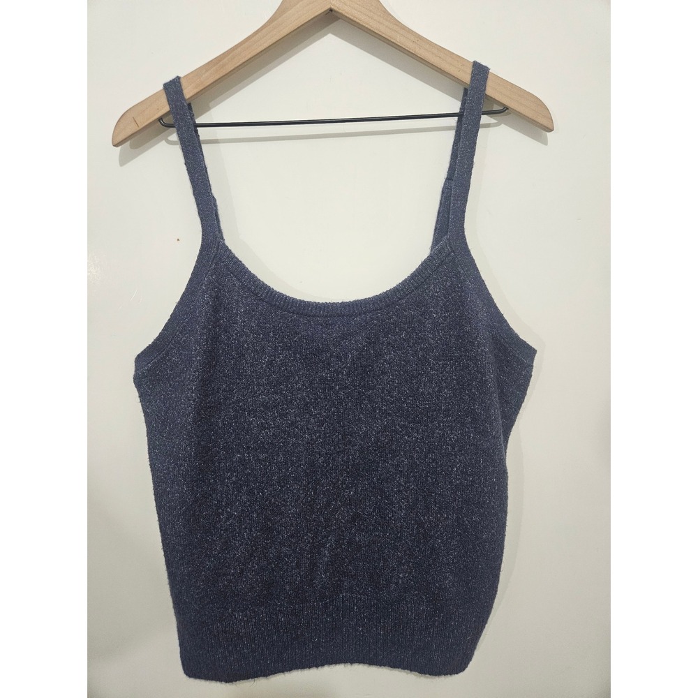 Torrid Blue Shimmer Knit Cami Top Adjustable Straps Metallic Sweater Tank Size 1